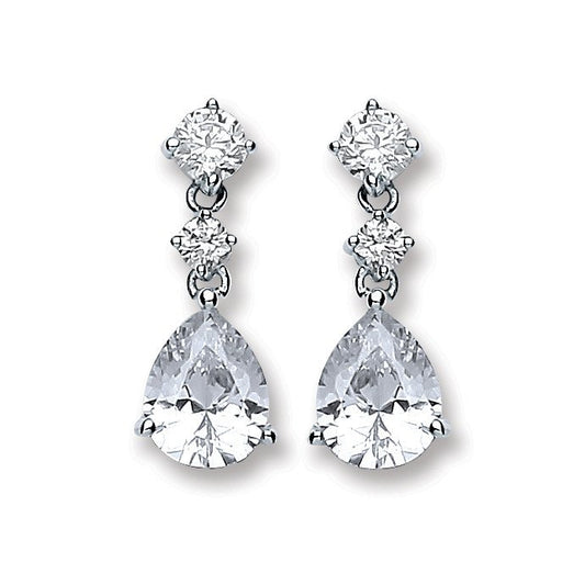 Silver Cubic Zirconias Small Teardrop Earrings