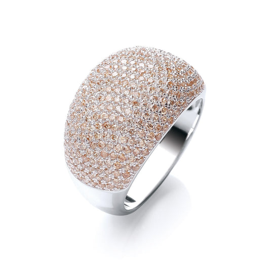 Micro Pave Cocktail Ring 283 Champagne Cubic Zirconia