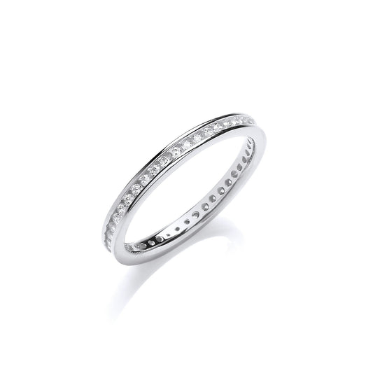 2mm Full Eternity Round Brilliant Cubic Zirconia Silver Ring