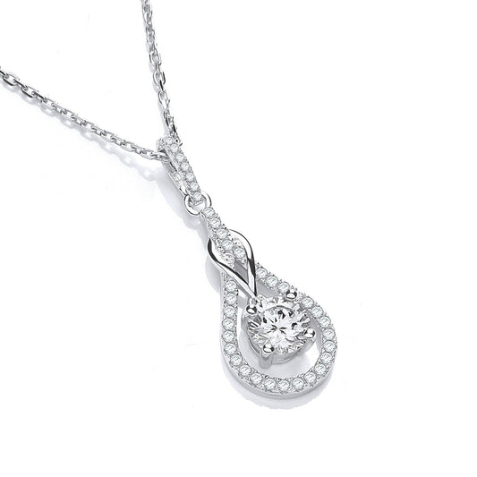 Micro Pave Teardrop Cubic Zirconia Pendant with 18" Chain