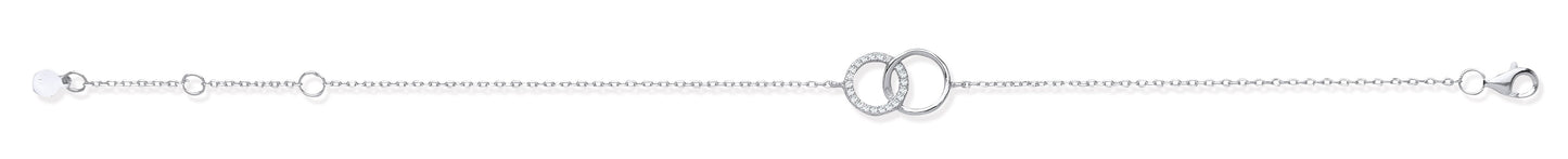 Silver Interlocking Circles Cubic Zirconia Necklace/Bracelet