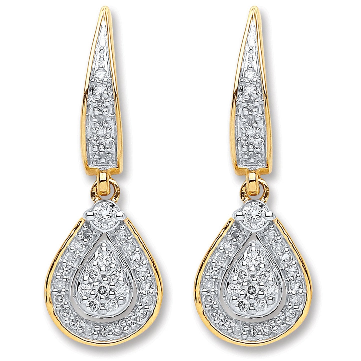 9ct Yellow Gold 0.25ct Dia Drop Earrings