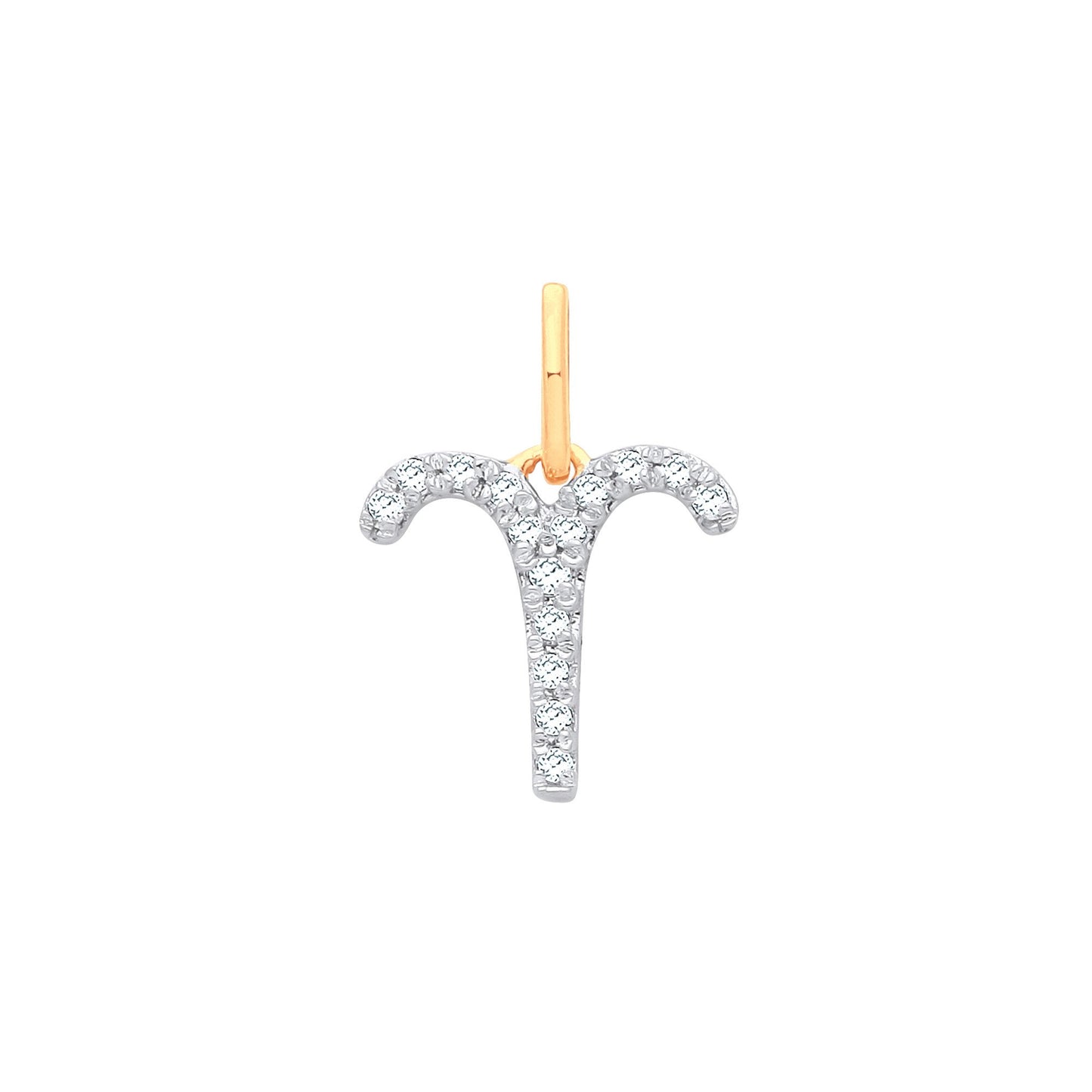 9ct Yellow Gold Aries Zodiac 0.10ct Pendant