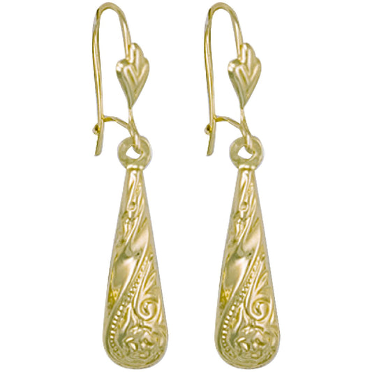 Yellow Gold Patterned Drops - 0.9g
