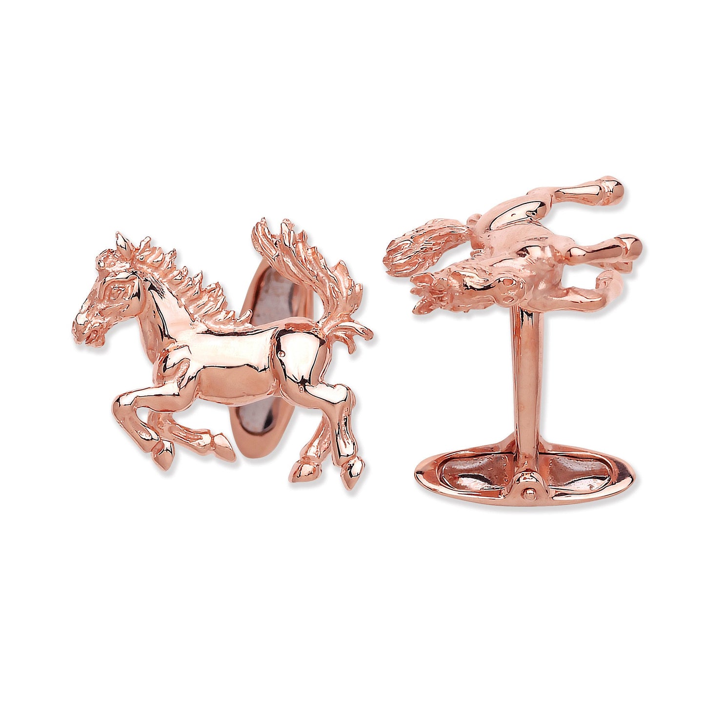 Silver Rose Gold Coated Horse Cufflinks