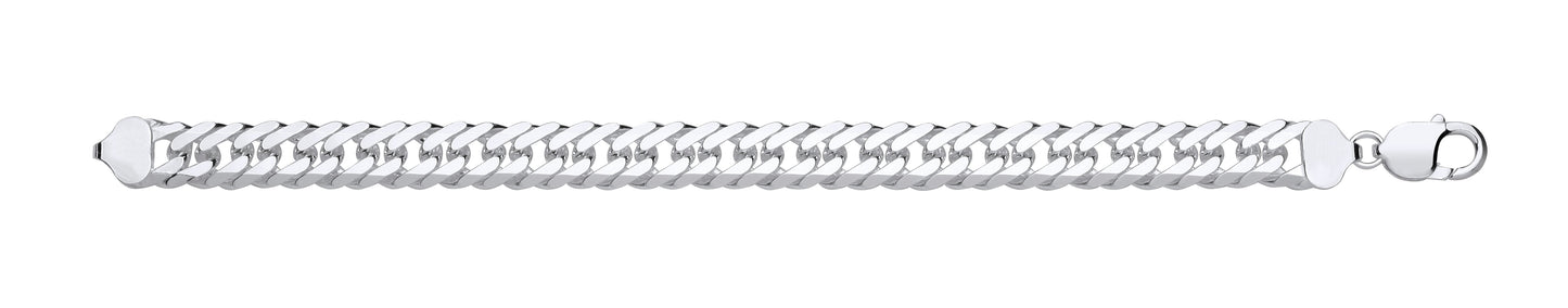 Silver 11mm Double Curb Gents Bracelet