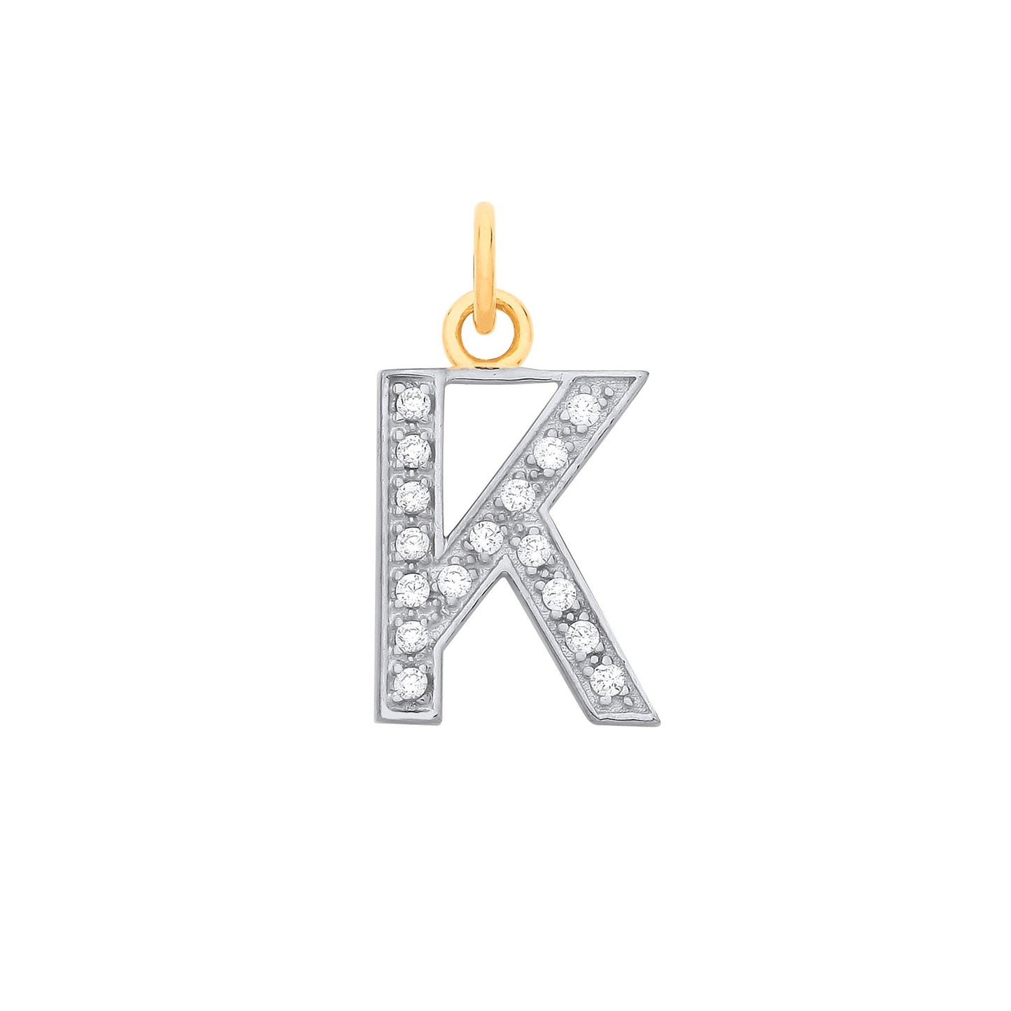 Yellow Gold Medium Cubic Zirconia Initial Pendants