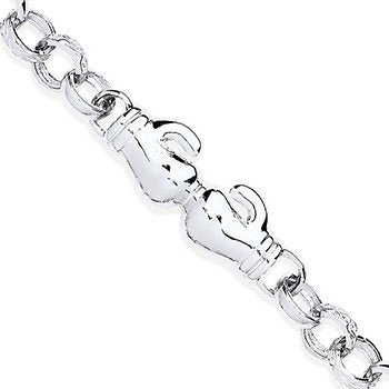 Silver Baby Boxing Gloves Belcher Bracelet