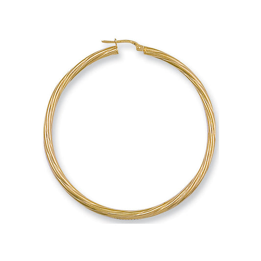 Yellow Gold 54mm Twisted Hoop Earrings