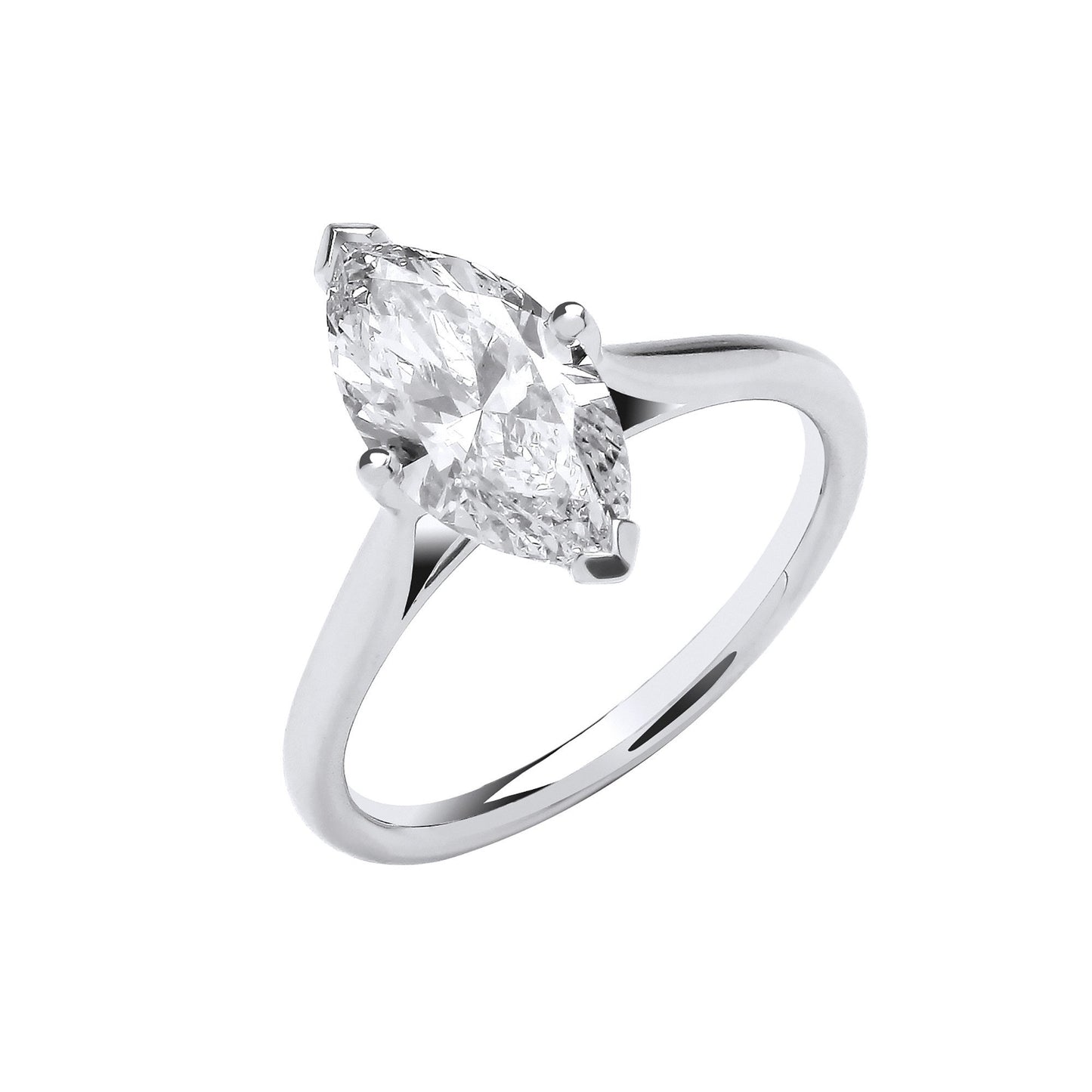 18ct White Gold 2.00ctw Marquise Cut Lab Grown Diamond Ring IGI Certified