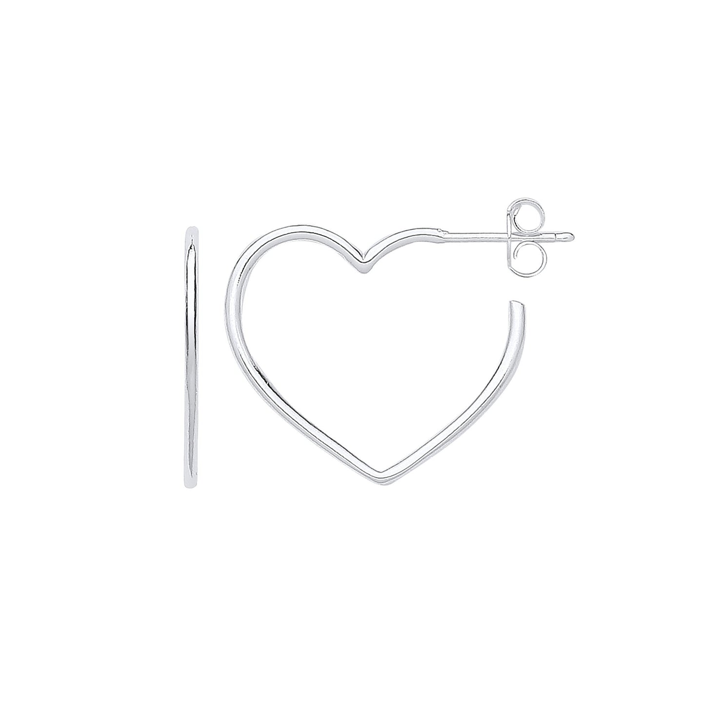 Silver Heart Hoop Earrings