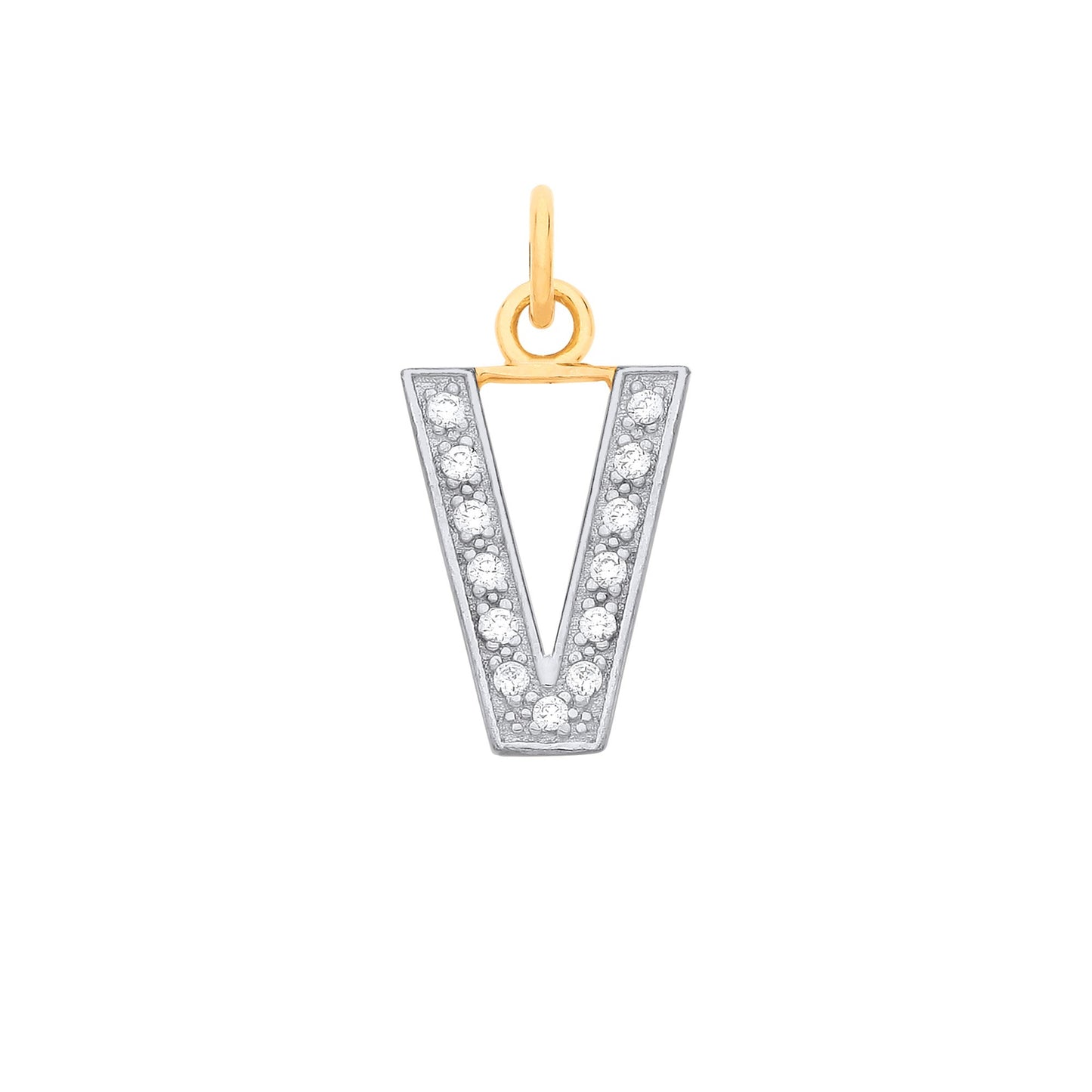Yellow Gold Medium Cubic Zirconia Initial Pendants