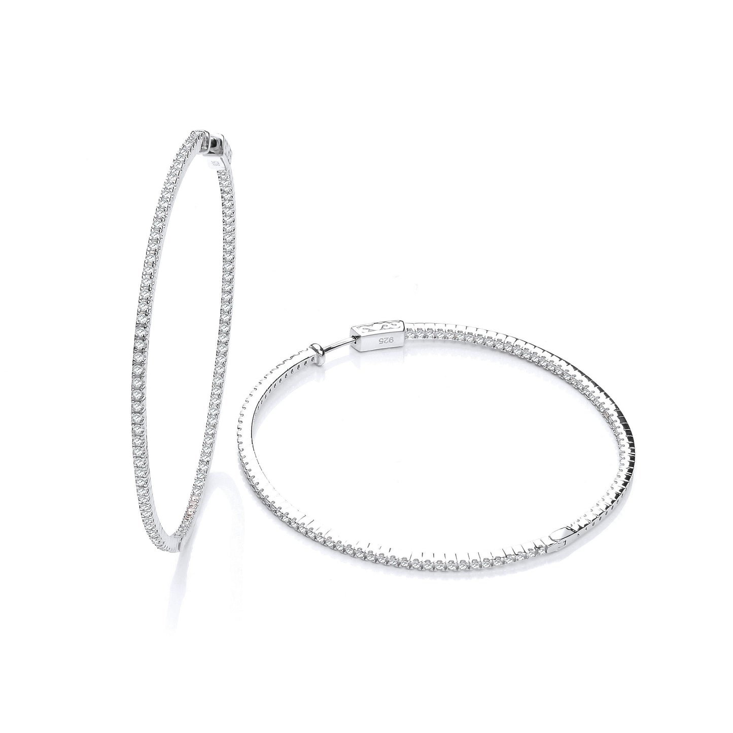 Micro Pave 60mm Round Hoop Cubic Zirconia Earrings