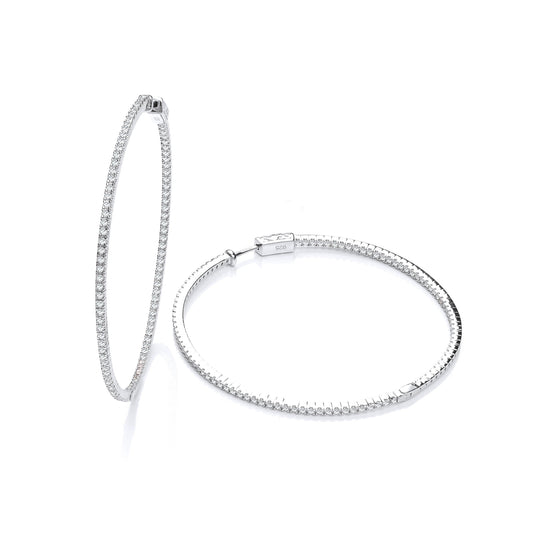 Micro Pave 60mm Round Hoop Cubic Zirconia Earrings