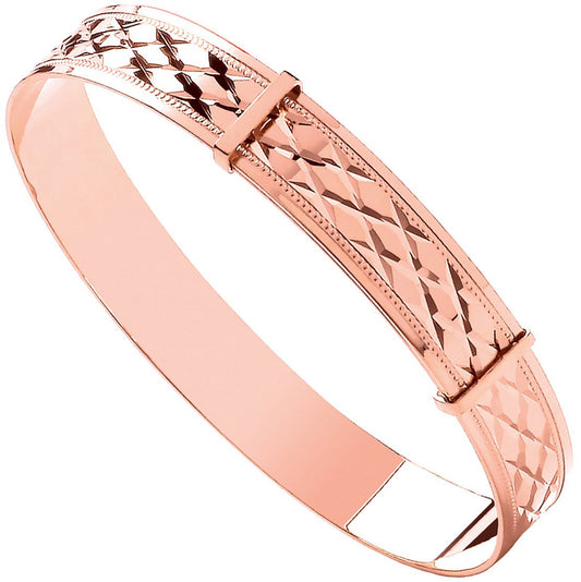 Rose Gold Diamond Cut Expandable Baby Bangle