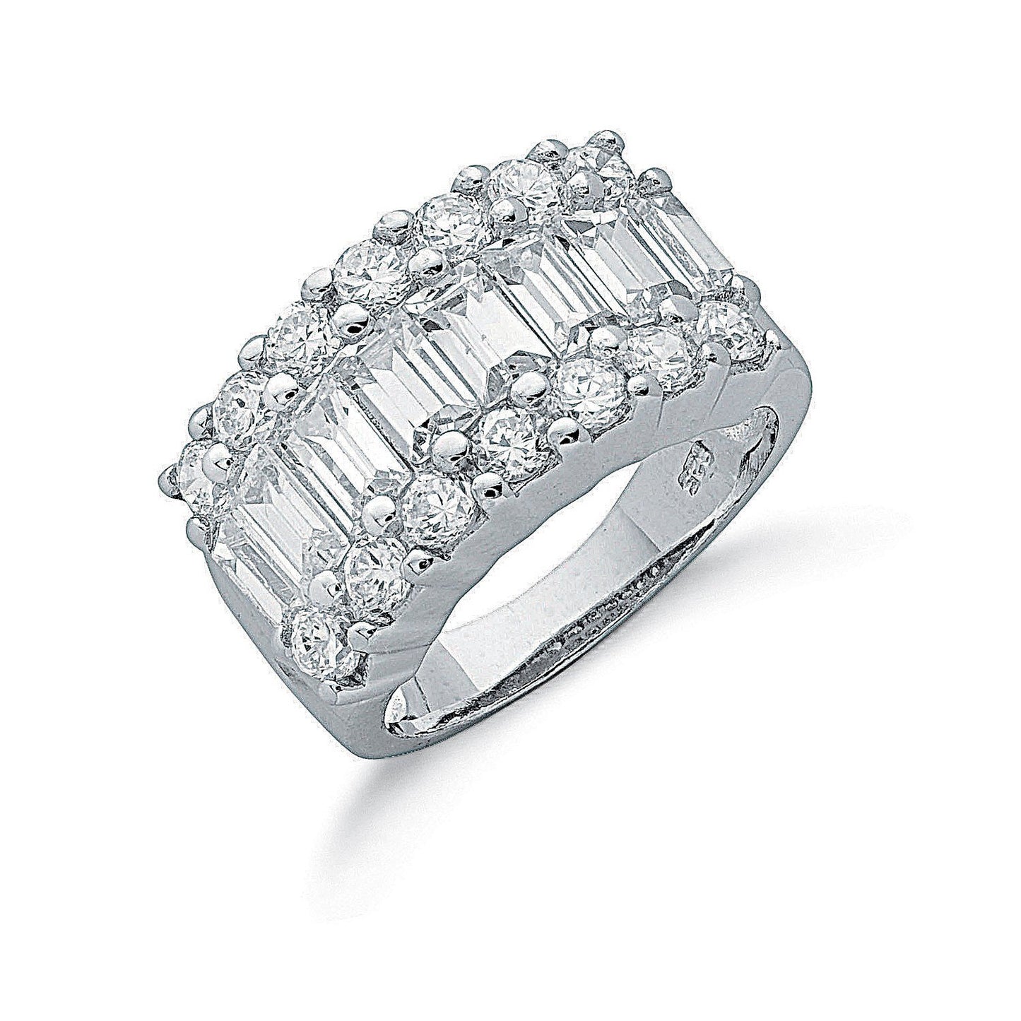 Silver Fancy Cubic Zirconia Half Eternity Ring (HNN-16BD4A)