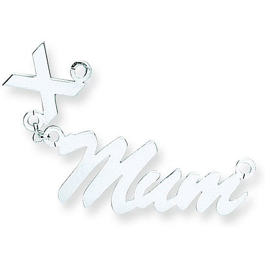 Silver Script Floating Kiss Nameplate with 16"/18"/20" Chain