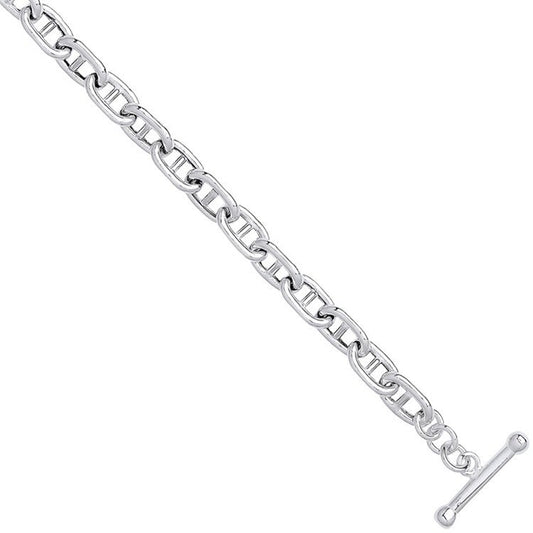 Silver 6mm Anchor Chain T-Bar Ladies Bracelet