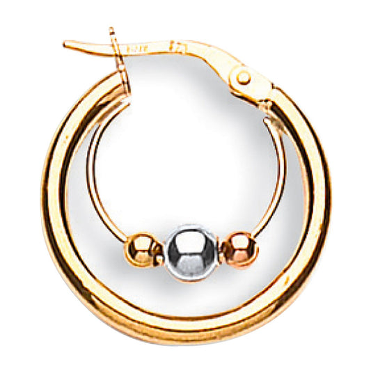 Yellow, White & Rose Gold 20mm Fancy Hoop Earrings