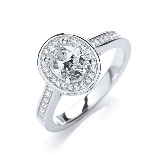 Micro Pave Oval Shape Cubic Zirconia Ring