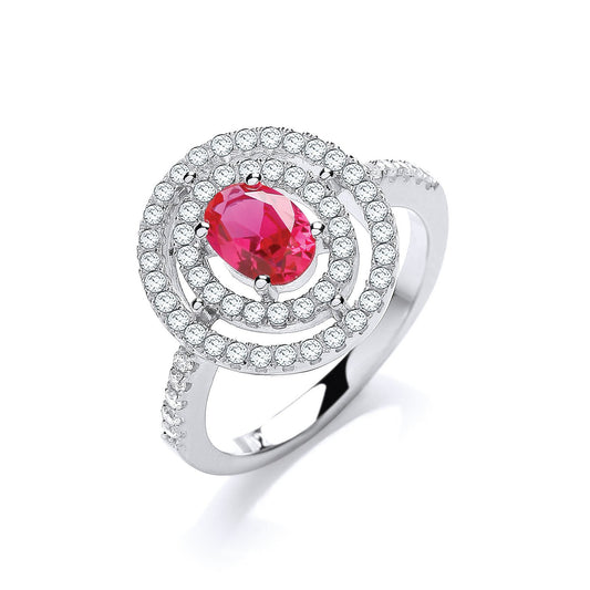 Micro Pave Red/White Cubic Zirconia Ring