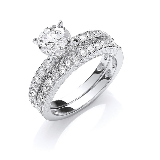 Silver Bridal Set Cubic Zirconia Rings (HNN-9E2972)