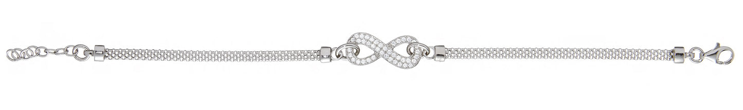 Silver Infinity Cubic Zirconia Pendant Chain 17"/Bracelet 7"