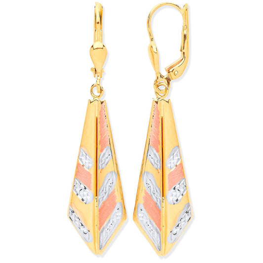 White & Yellow Gold Drop Earrings - 2.0g