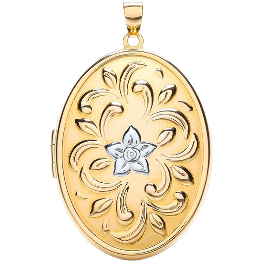 Yellow White Oval Locket with Design (HNN-CA8718)