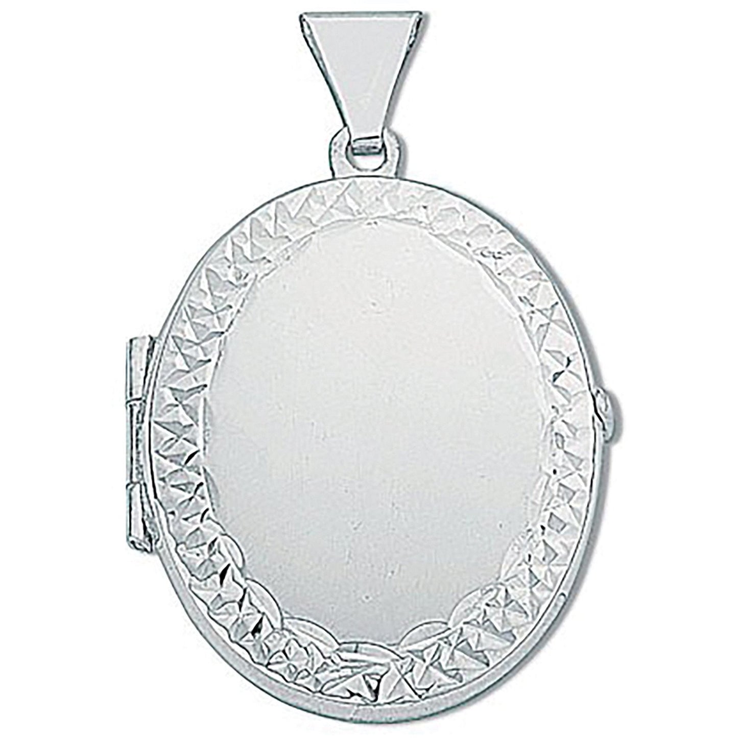 Silver Medium Engraved Oval Shaped Locket (HNN-0474CE)