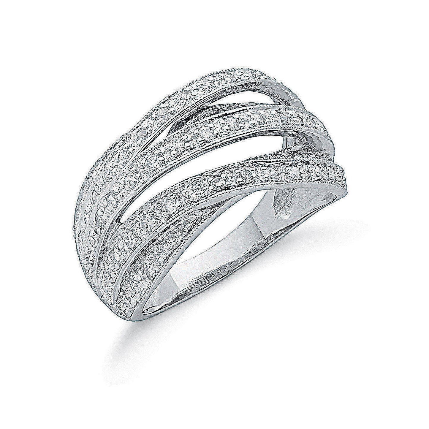 Silver Pave Set Fancy Cubic Zirconia Ring