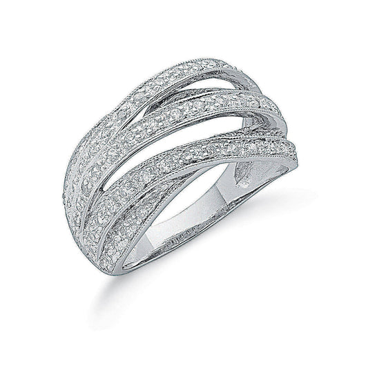 Silver Pave Set Fancy Cubic Zirconia Ring