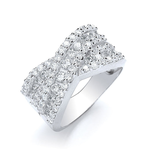 Crossover Round Brilliant Cubic Zirconia Ring