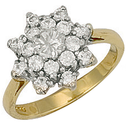Yellow Gold Cubic Zirconia Cluster Ring (HNN-FB84DB)