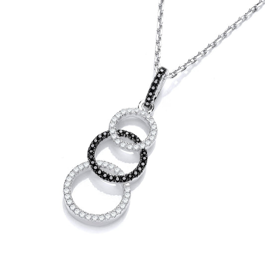 Micro Pave Black & White Cubic Zirconia Drop Pendant with 18" Chain