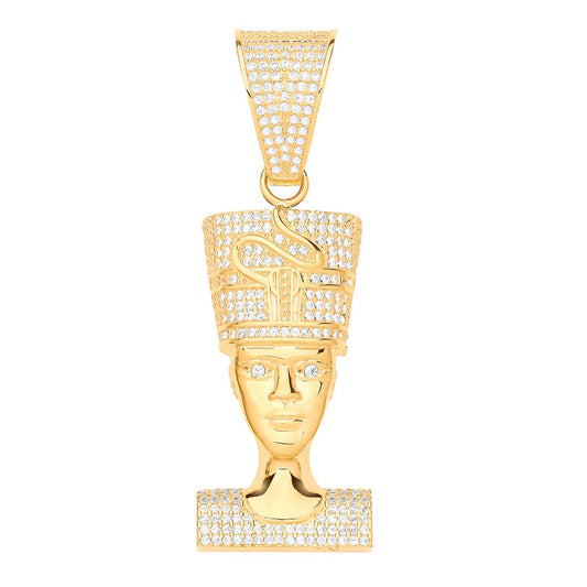 Yellow Gold Cubic Zirconia Nefertiti Pendant
