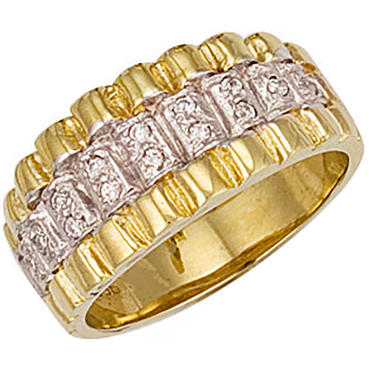 Yellow Gold Gents Cubic Zirconia Ring (HNN-DF6680)