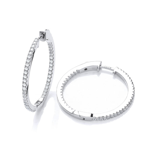 Micro Pave Round Hoop Cubic Zirconia Earrings