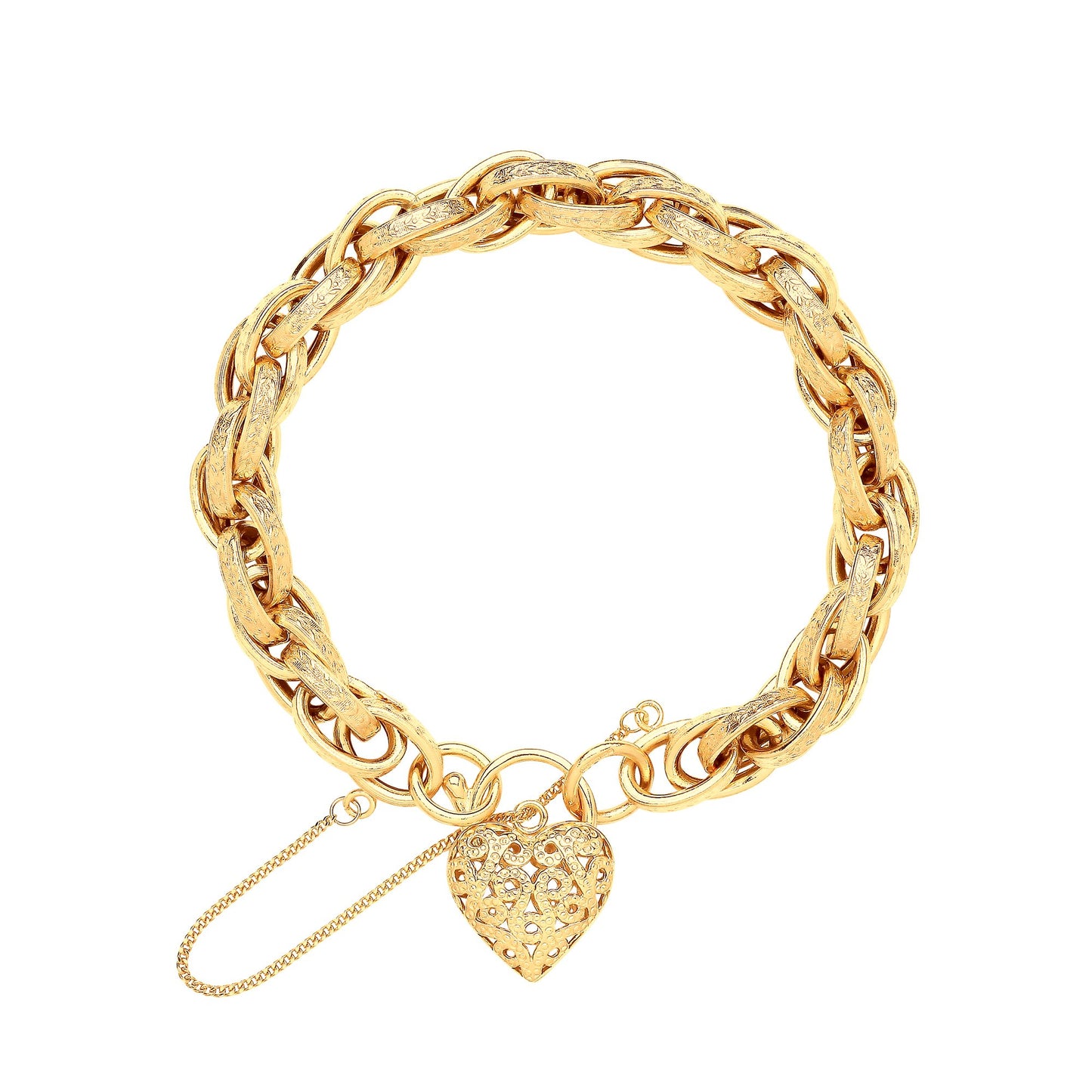 Yellow Gold Prince of Wales Heart Padlock Bracelet
