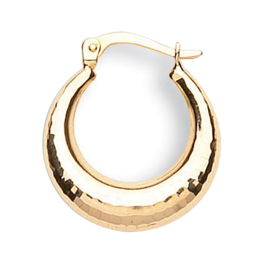 Yellow Gold 19mm Diamond Cut Hoop Earrings