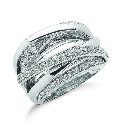 9ct White Gold 1.00ct Diamond Crossover Ring