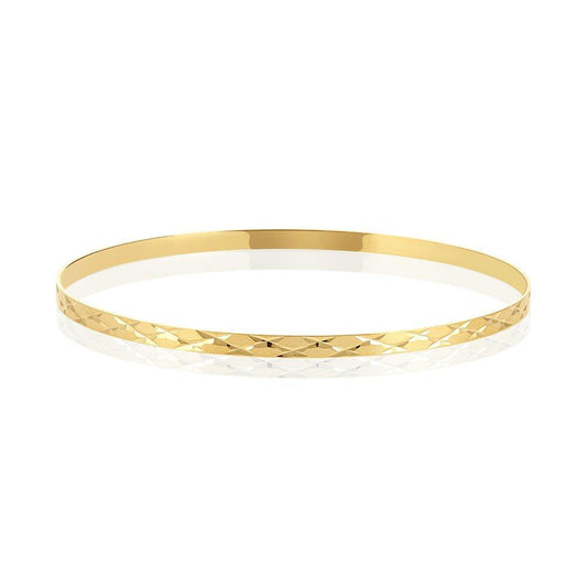 Yellow Gold 3mm Diamond Cut Slave Bangle