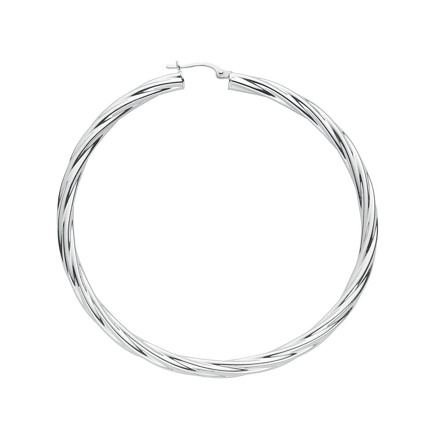 Silver Twisted Hoop Earrings - 3.1mm - 5.5g