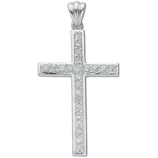 Silver Cubic Zirconia Cross - 22mm