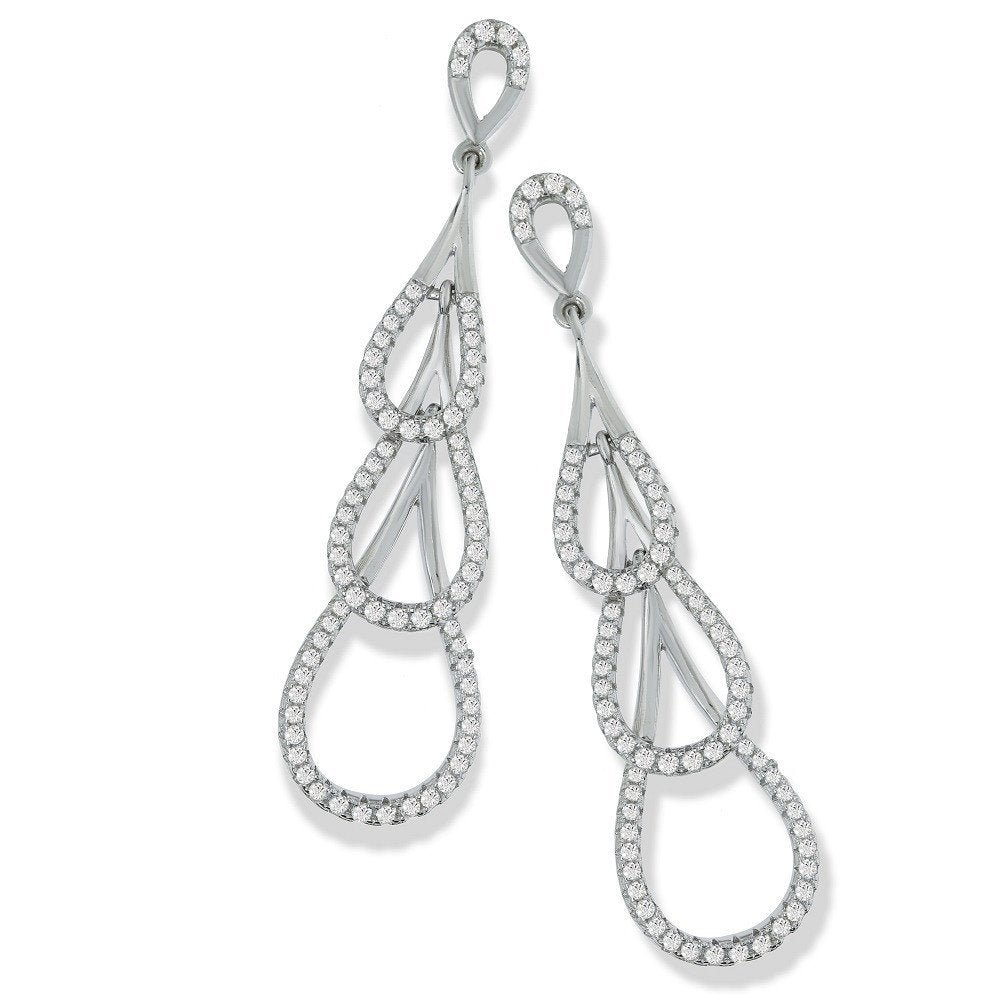 Micro Pave Step Down Drop Cubic Zirconia Earrings