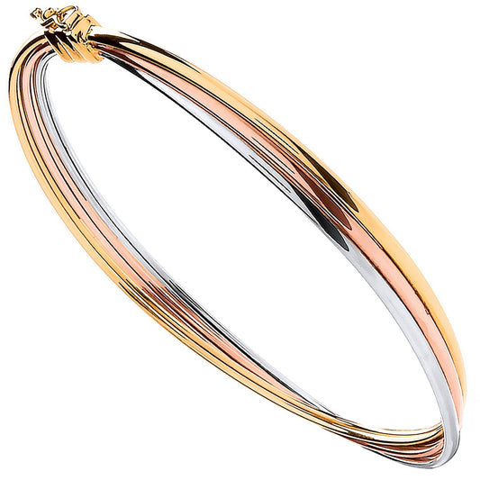 Yellow, White & Rose Gold Russian Wedding Bangle