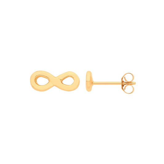9ct Yellow Gold Infinity Studs
