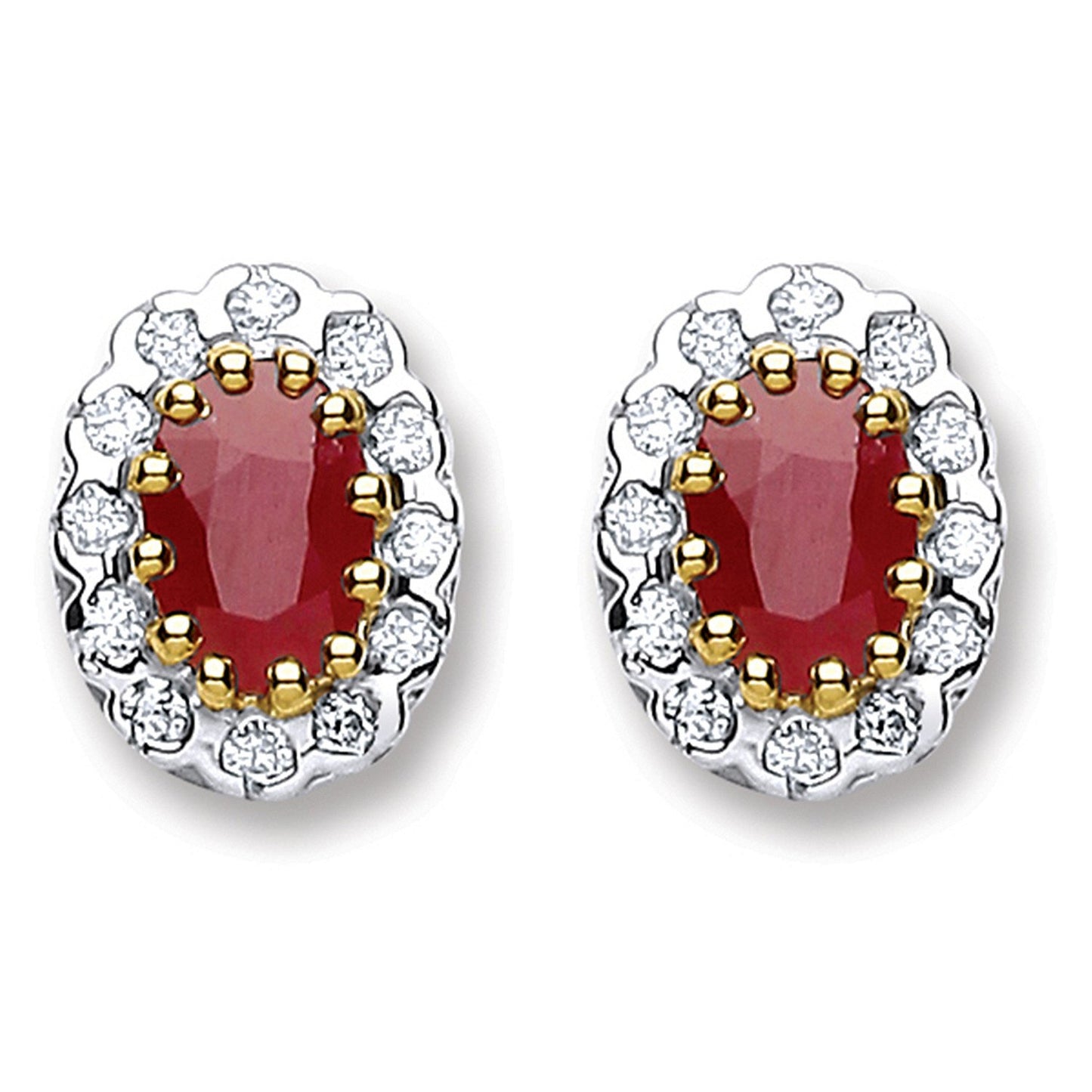 9ct Yellow Gold 0.20ct Diamond & 1.20ct Ruby Stud Earrings