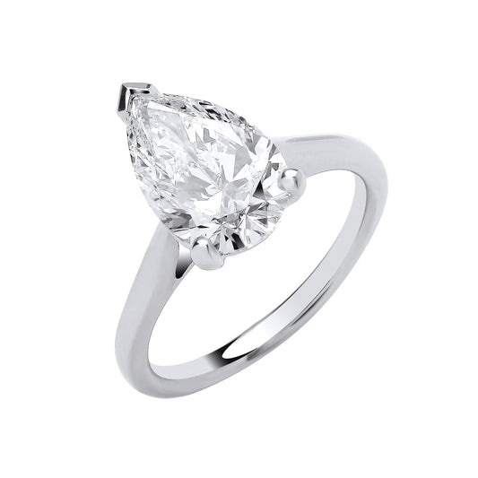 18ct White Gold 3.00ctw Pear Cut Lab Grown Diamond Ring IGI Certified