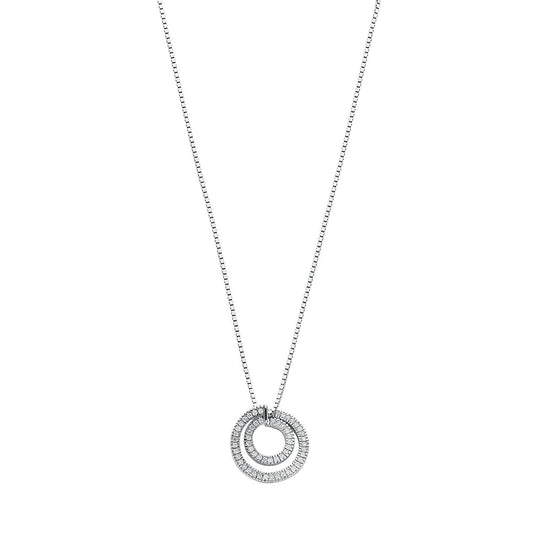 9ct White Gold 0.31ct Diamond Circle Pendant with 18in/45cm Chain